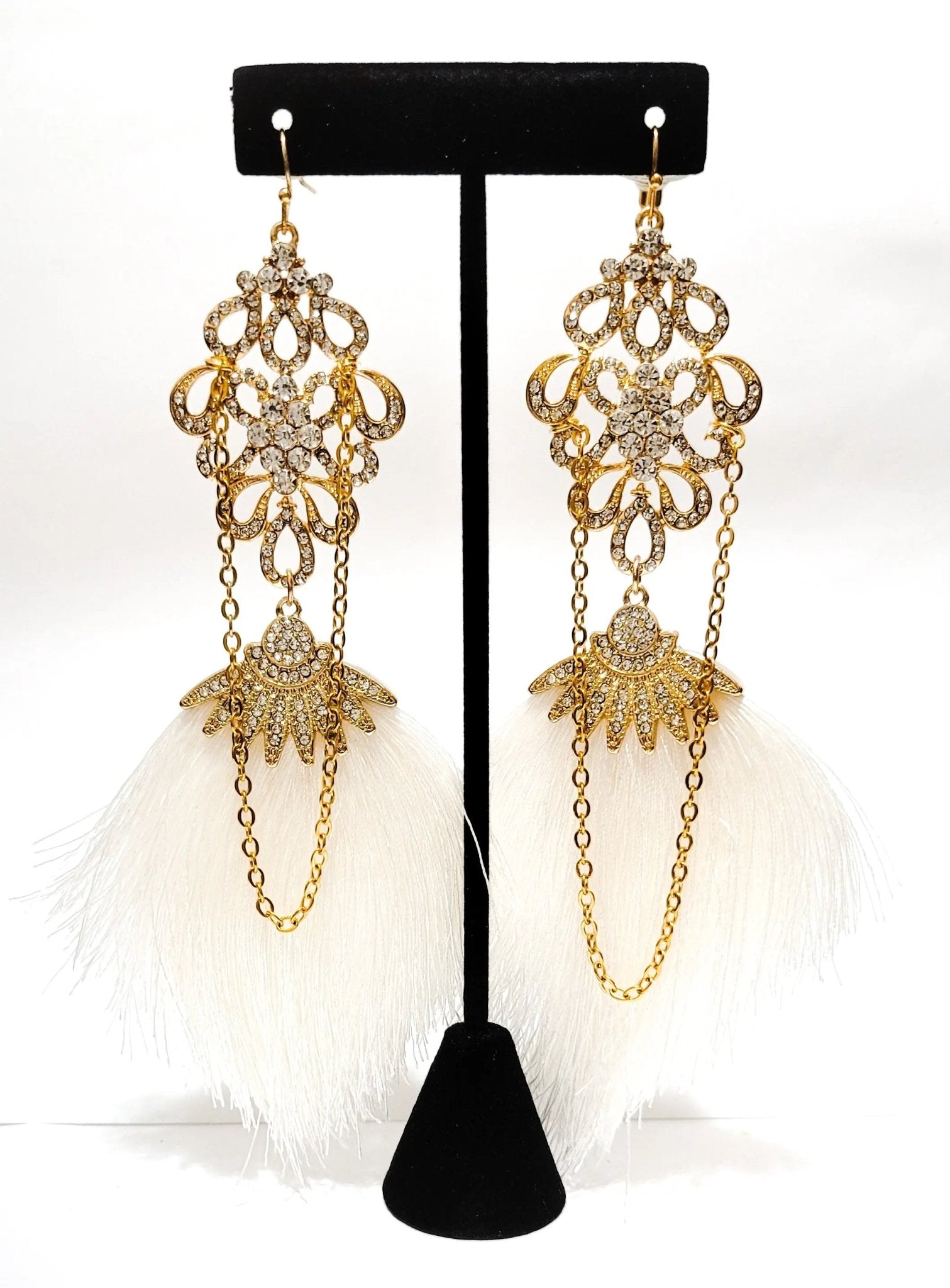White and Gold Chain  Austrian Tassel