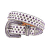 White Strap Men Women Rhinestone Belt Buckle
