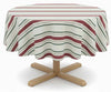 Cotton Striped Tablecloth - Round - Red with Green