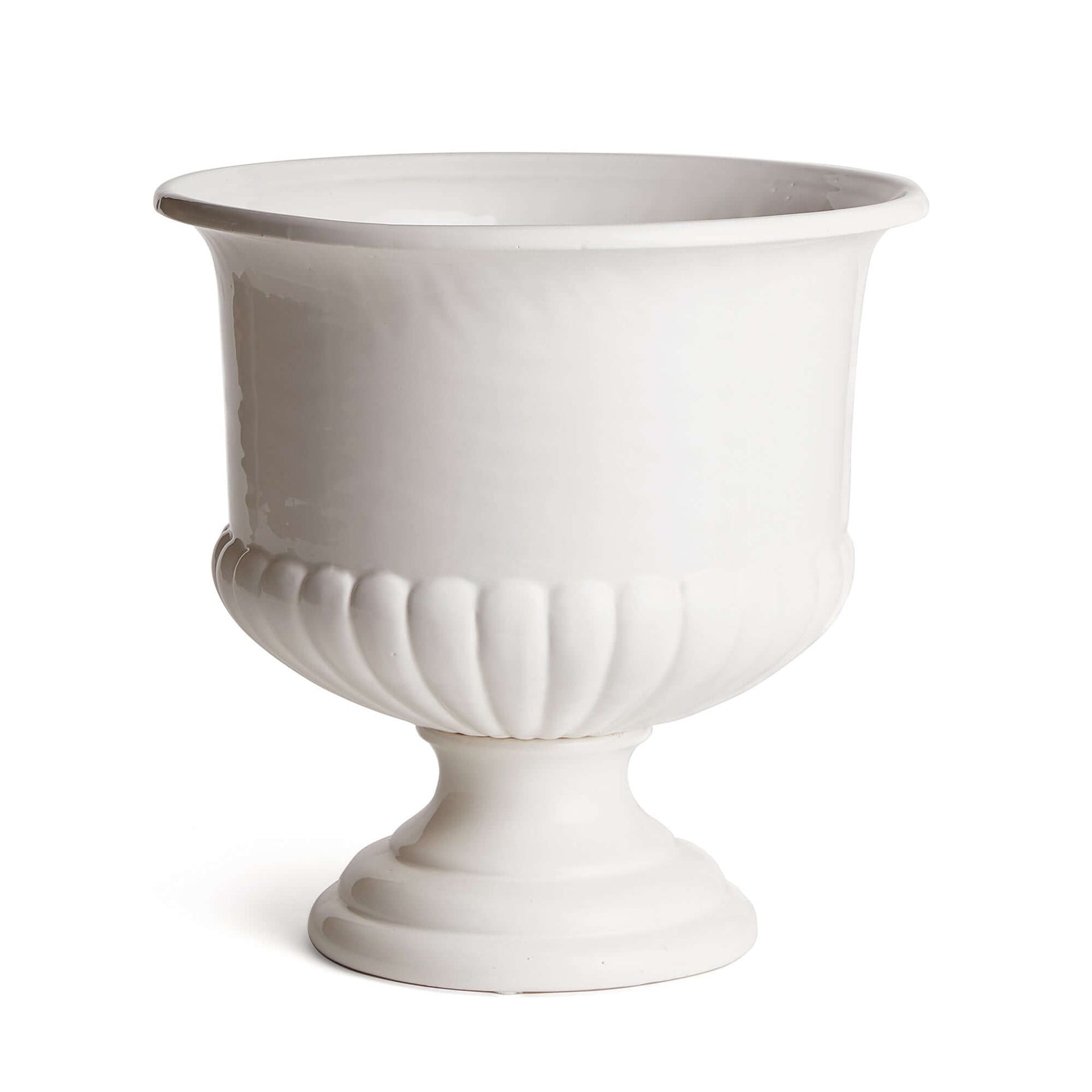 White Ceramic Urn Planter for Tuscan-Inspired Decor
