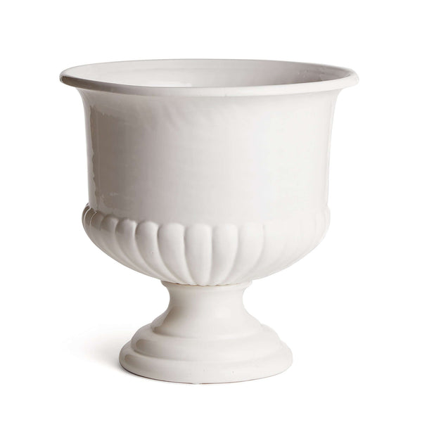 White Ceramic Urn Planter for Tuscan-Inspired Decor