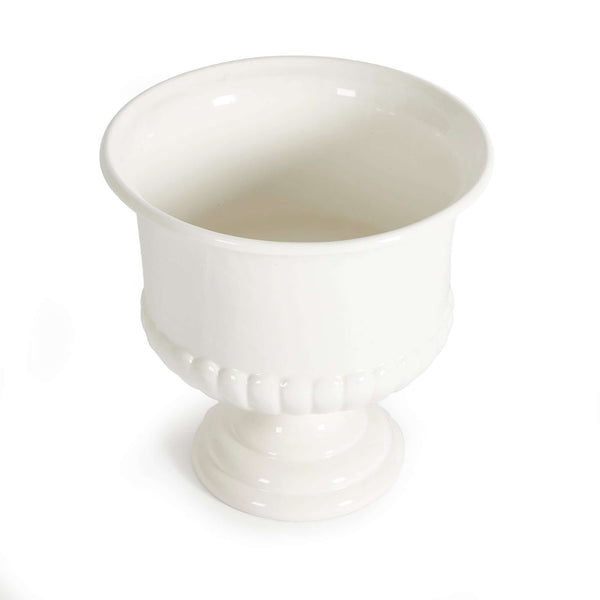 White Ceramic Urn Planter for Tuscan-Inspired Decor