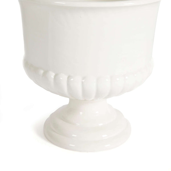 White Ceramic Urn Planter for Tuscan-Inspired Decor