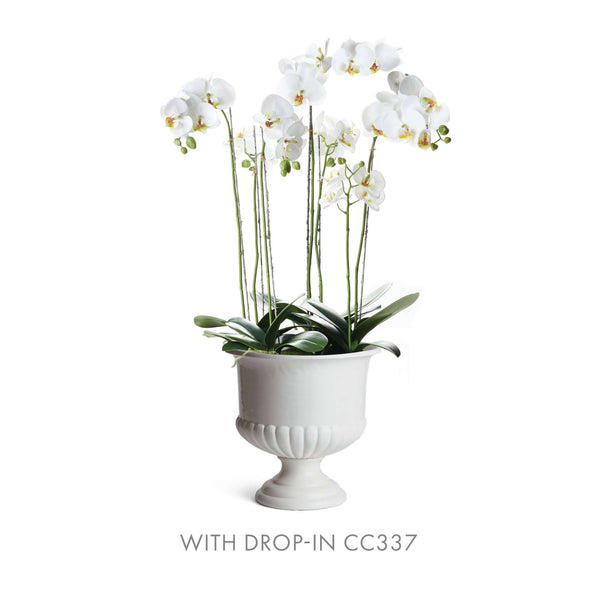 White Ceramic Urn Planter for Tuscan-Inspired Decor