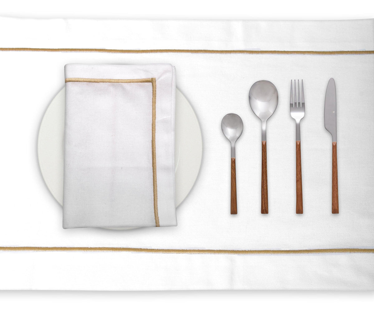Beige Embroidery Napkins - Line Design