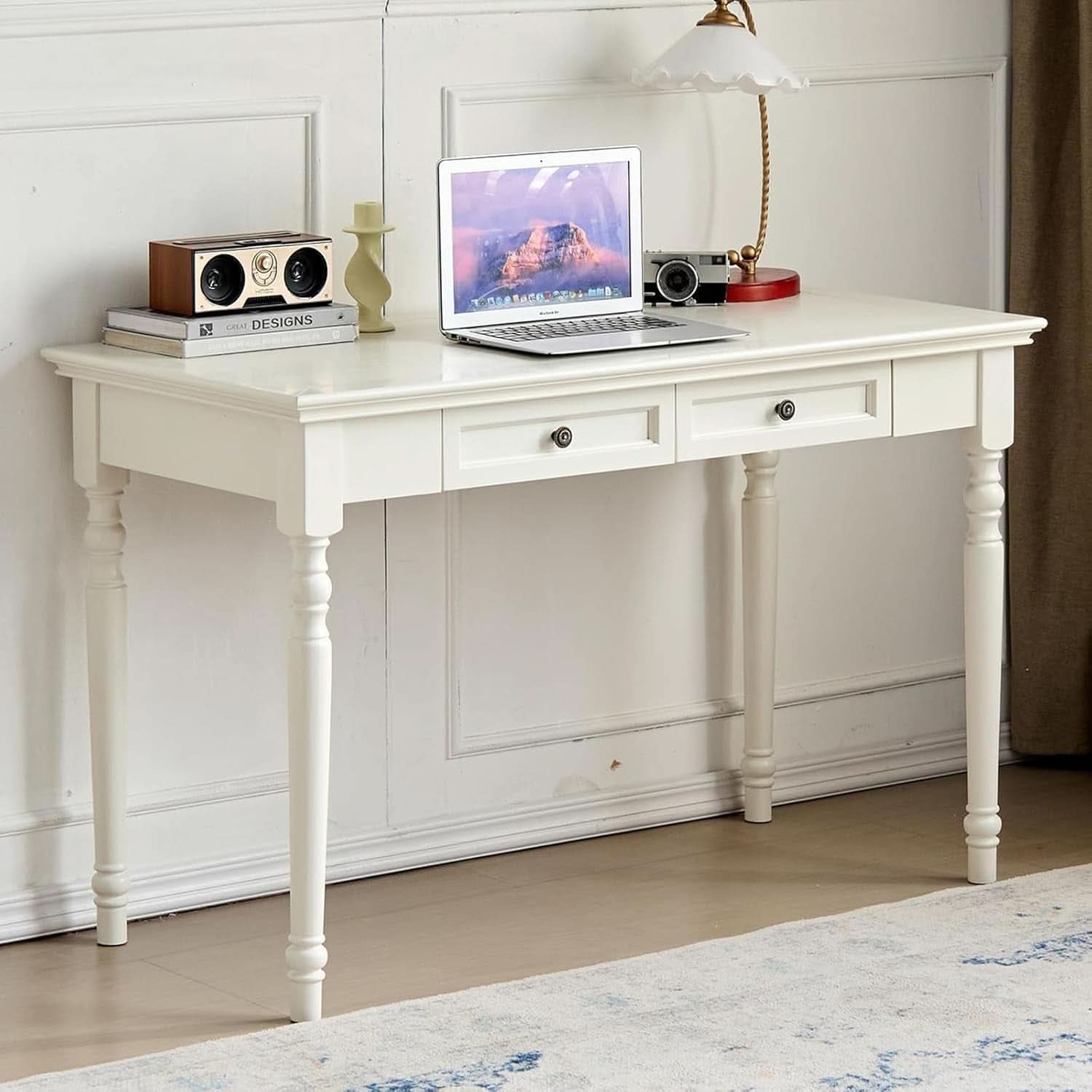 47 Inch Desk With Drawers Solid Wood Home Office Desk