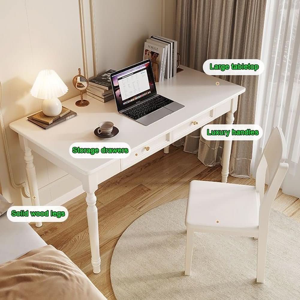 47 Inch Desk With Drawers Solid Wood Home Office Desk