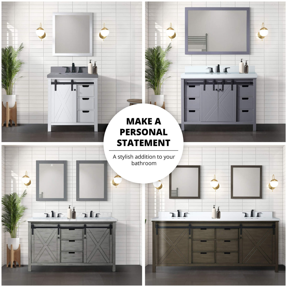White Bathroom Vanity With Gray Quartz Top And Faucet Set (SAK40685)