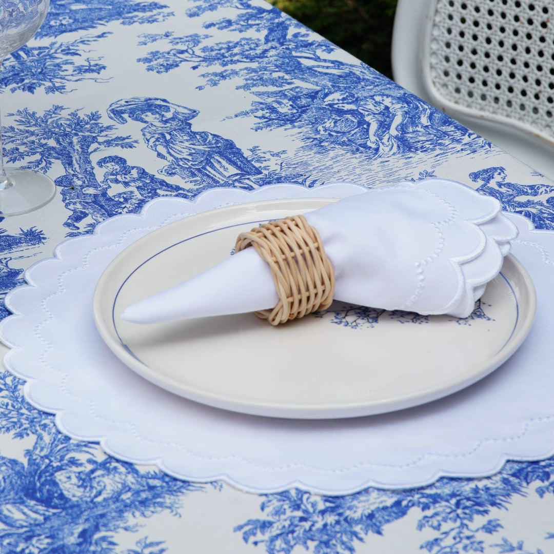 SPRING TABLE DECOR – LILY WHITE ROUND FABRIC PLACEMAT & NAPKIN SET