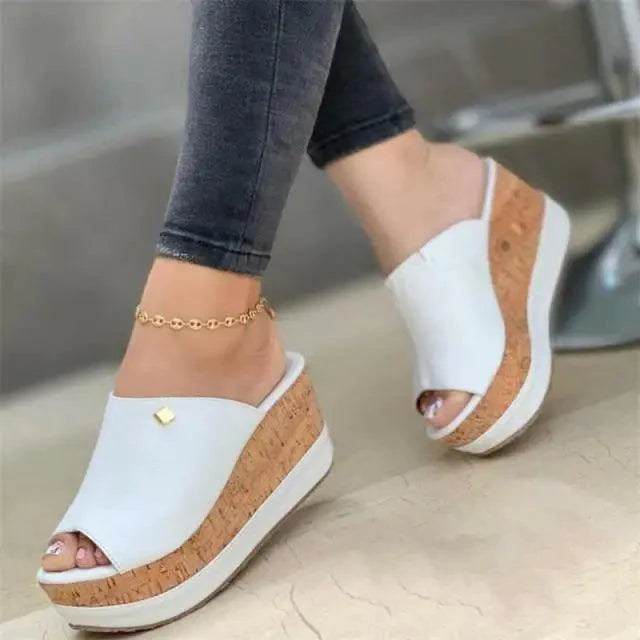 White Fashion Women Summer Peep Toe Sandals Luxury Elegant High Heels Stylish Design