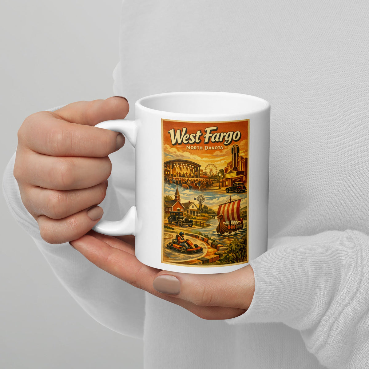 West Fargo North Dakota 11 oz White Glossy Mug