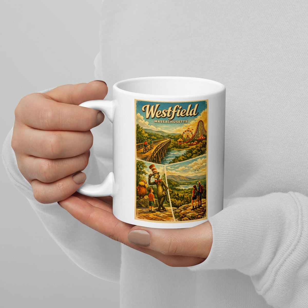 Westfield Massachusetts 11 oz White Glossy Mug