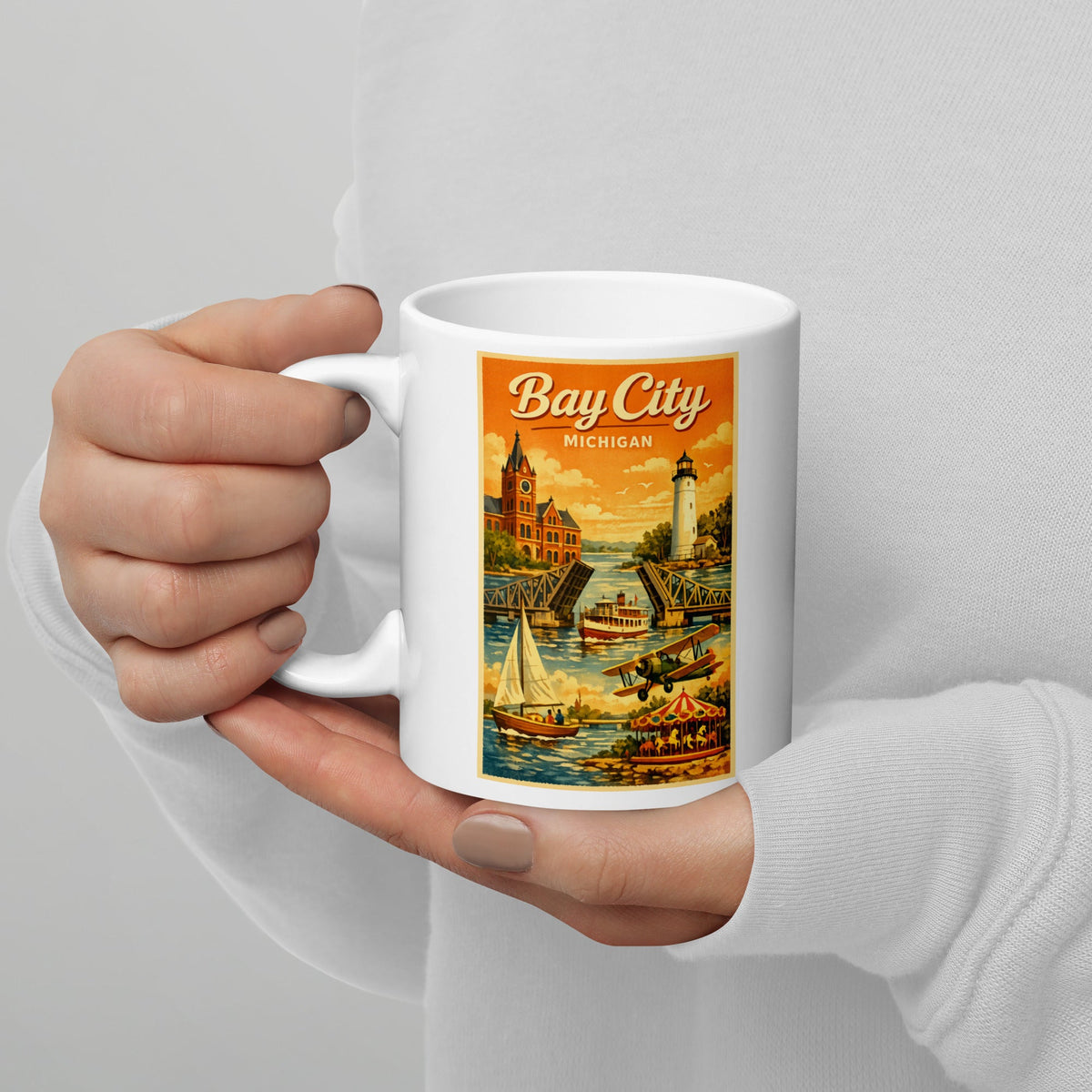 Bay City Michigan 11 oz White Glossy Mug