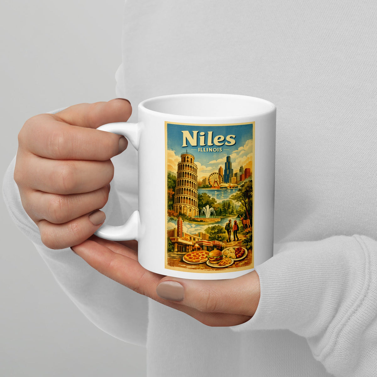 Niles Illinois 11 oz White Glossy Mug