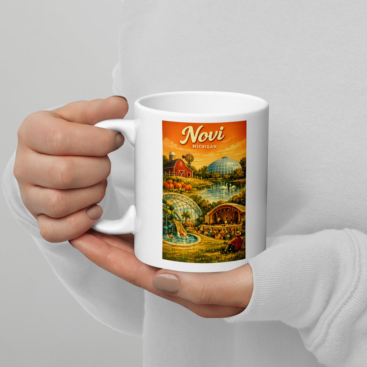 Novi Michigan 11 oz White Glossy Mug