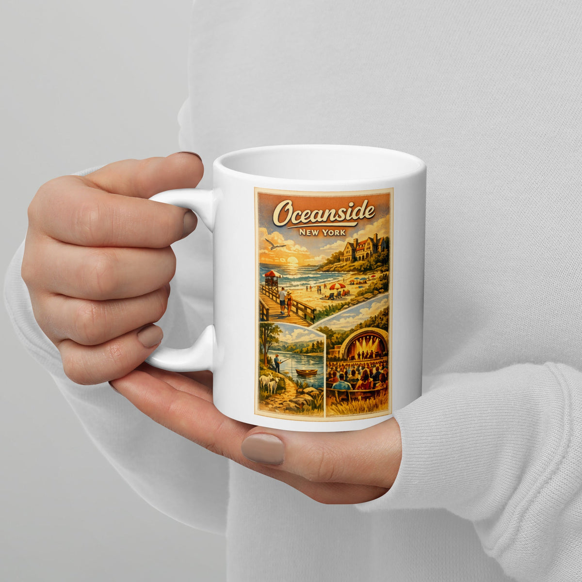 Oceanside New York 11 oz White Glossy Mug