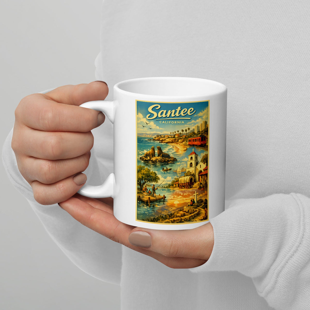 Santee California 11 oz White Glossy Mug