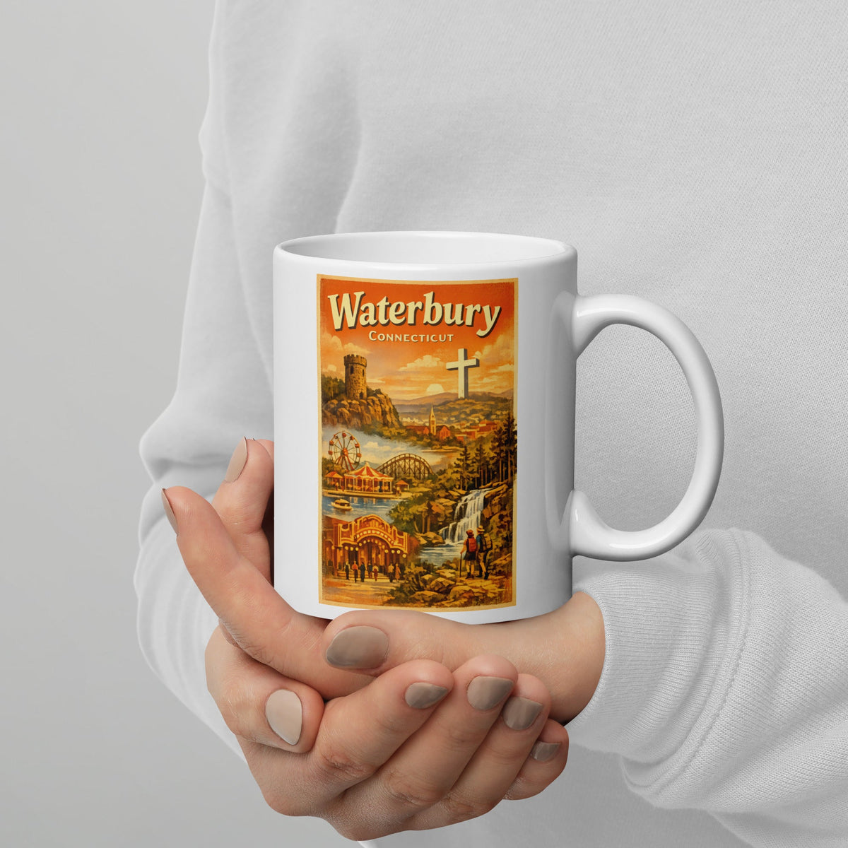 Waterbury Connecticut 11 oz White Glossy Mug