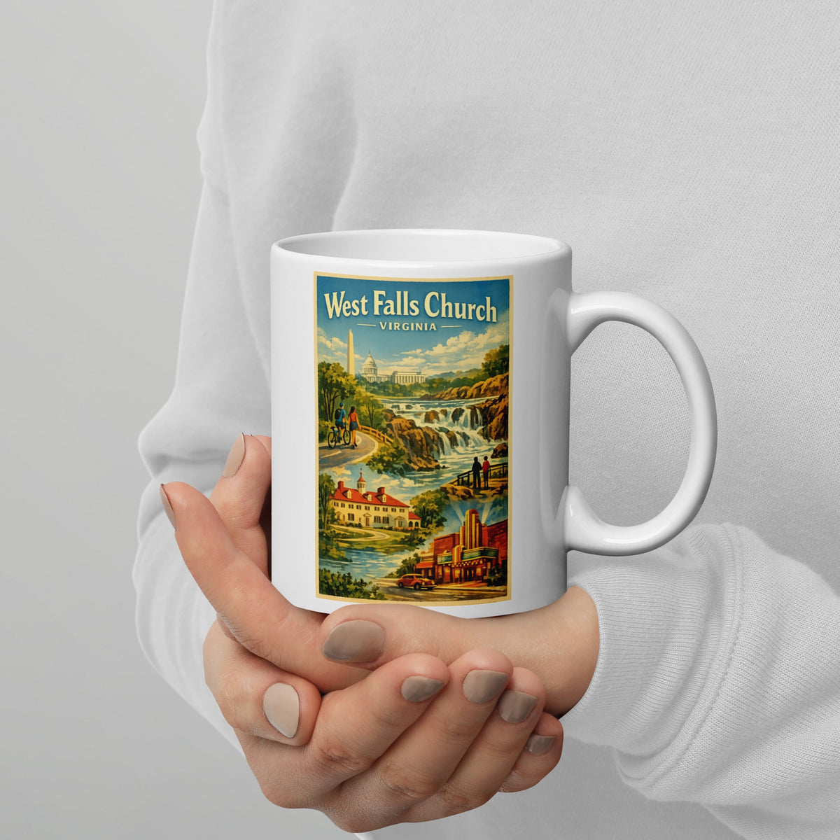 West Falls Church Virginia 11 oz White Glossy Mug