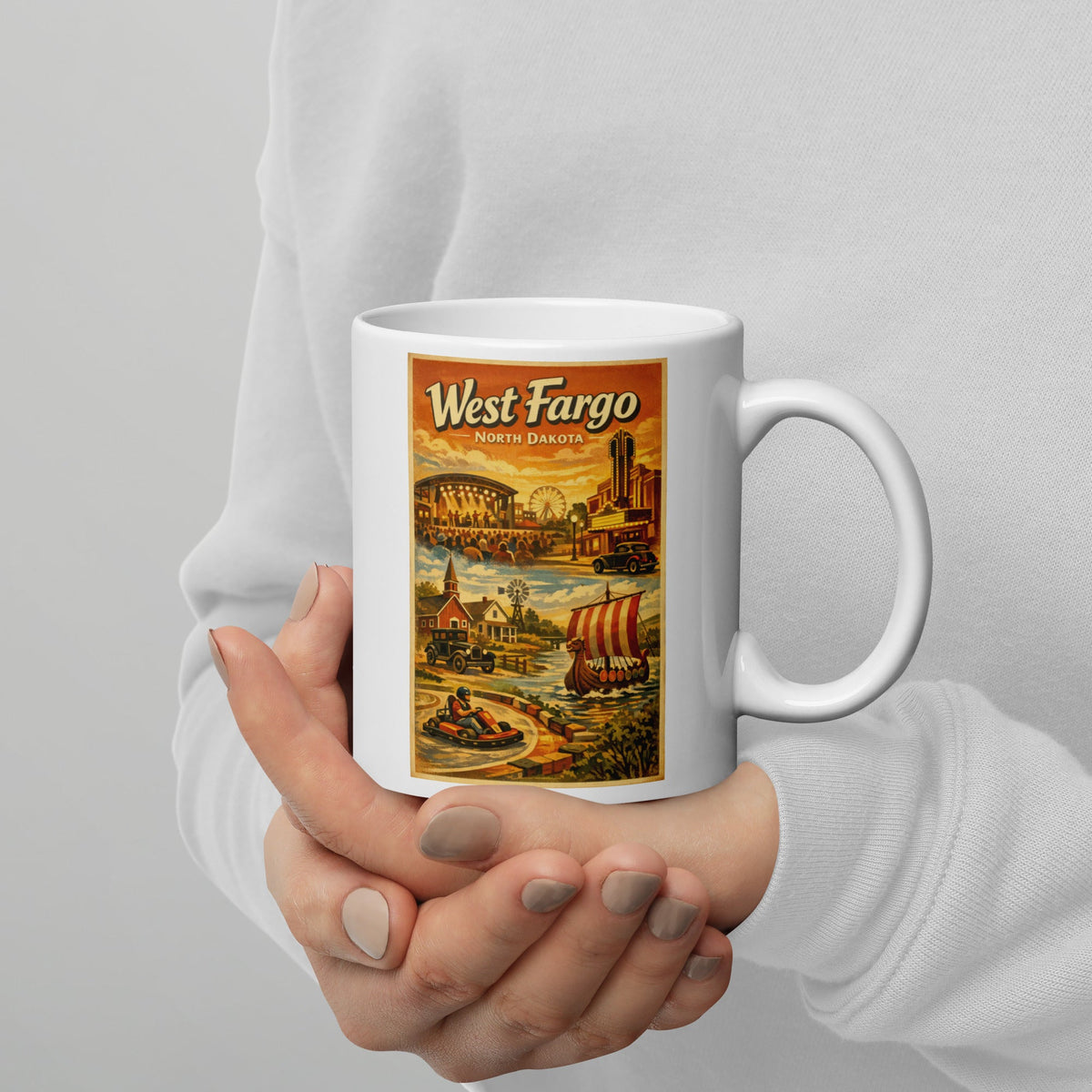 West Fargo North Dakota 11 oz White Glossy Mug