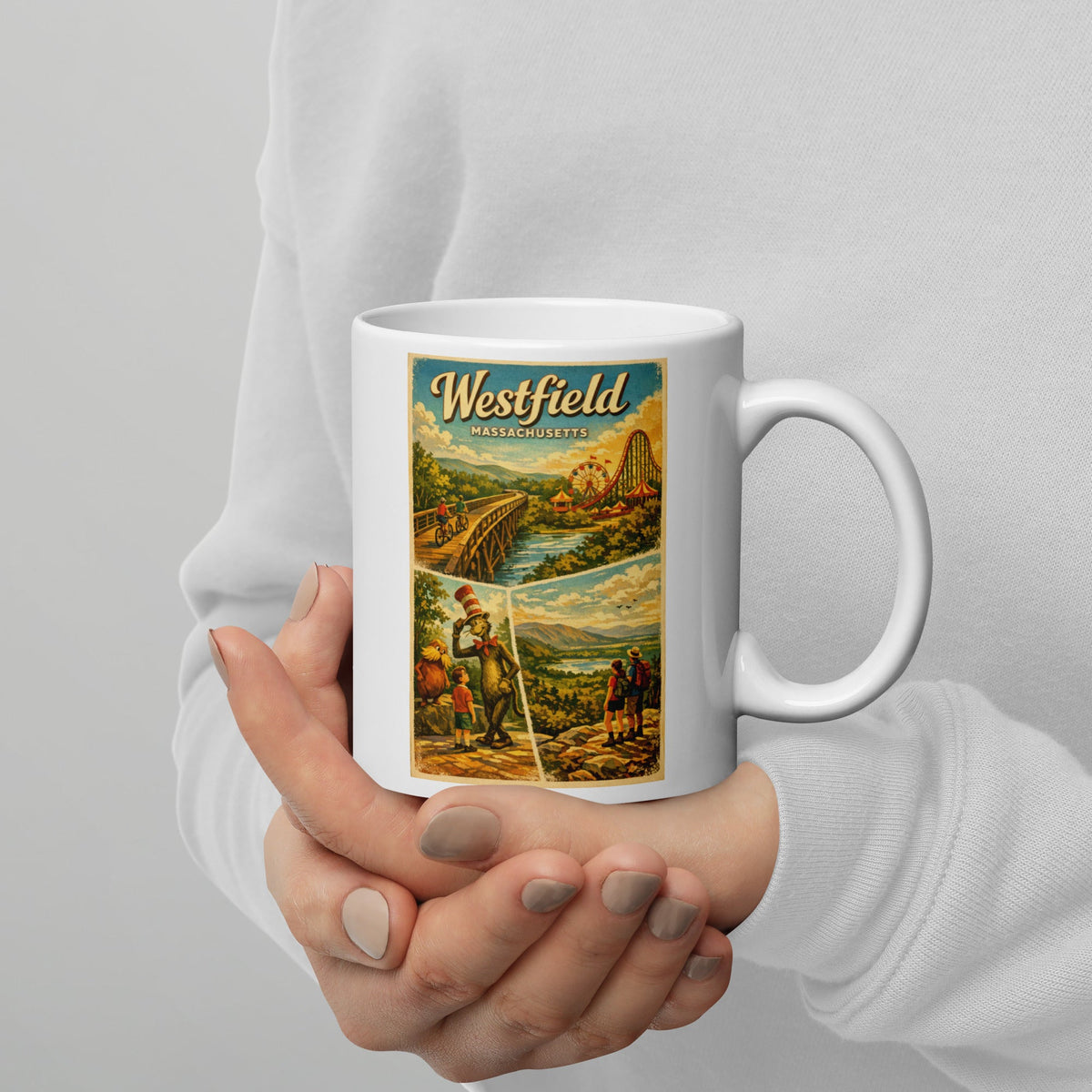 Westfield Massachusetts 11 oz White Glossy Mug