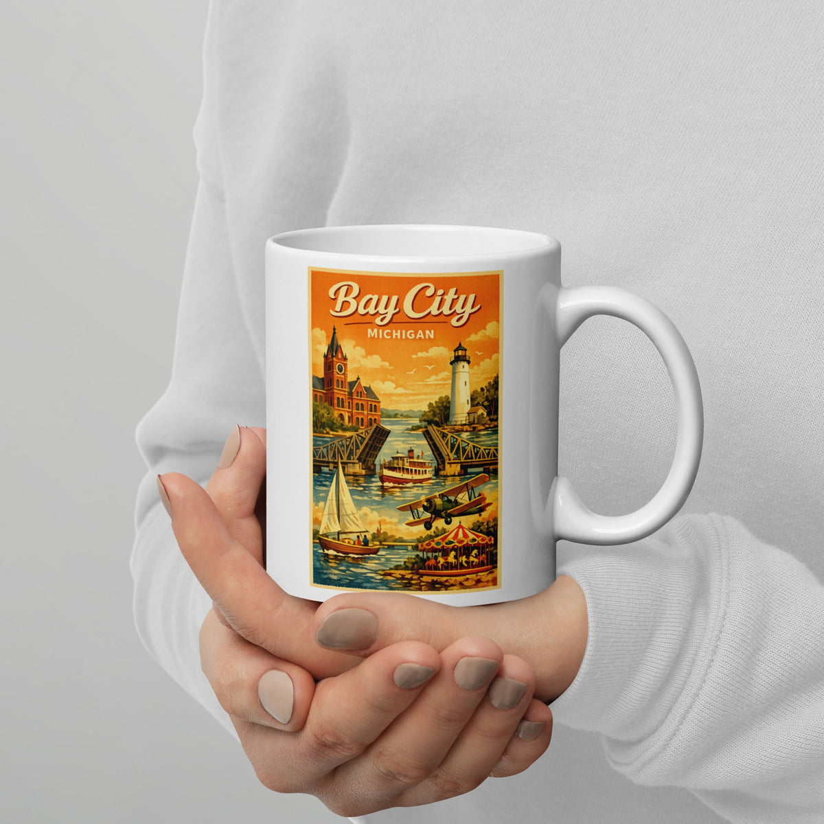 Bay City Michigan 11 oz White Glossy Mug