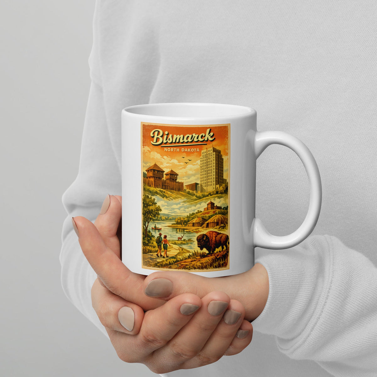 Bismarck North Dakota 11 oz White Glossy Mug