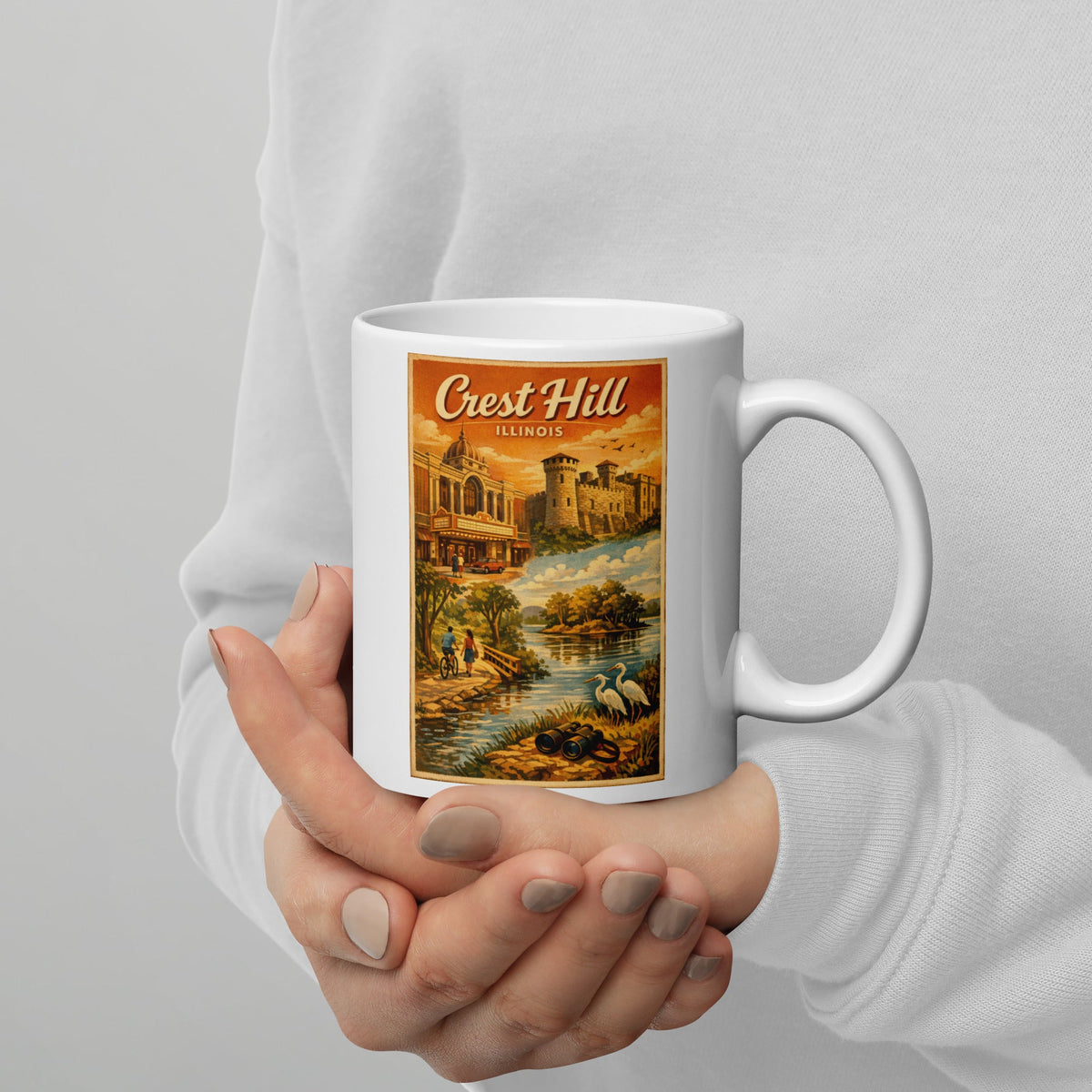 Crest Hill Illinois 11 oz White Glossy Mug