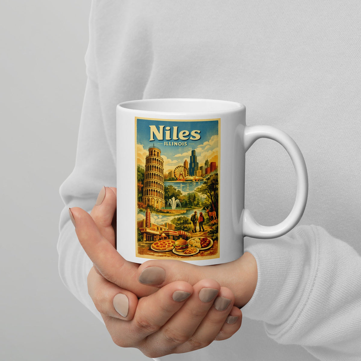 Niles Illinois 11 oz White Glossy Mug
