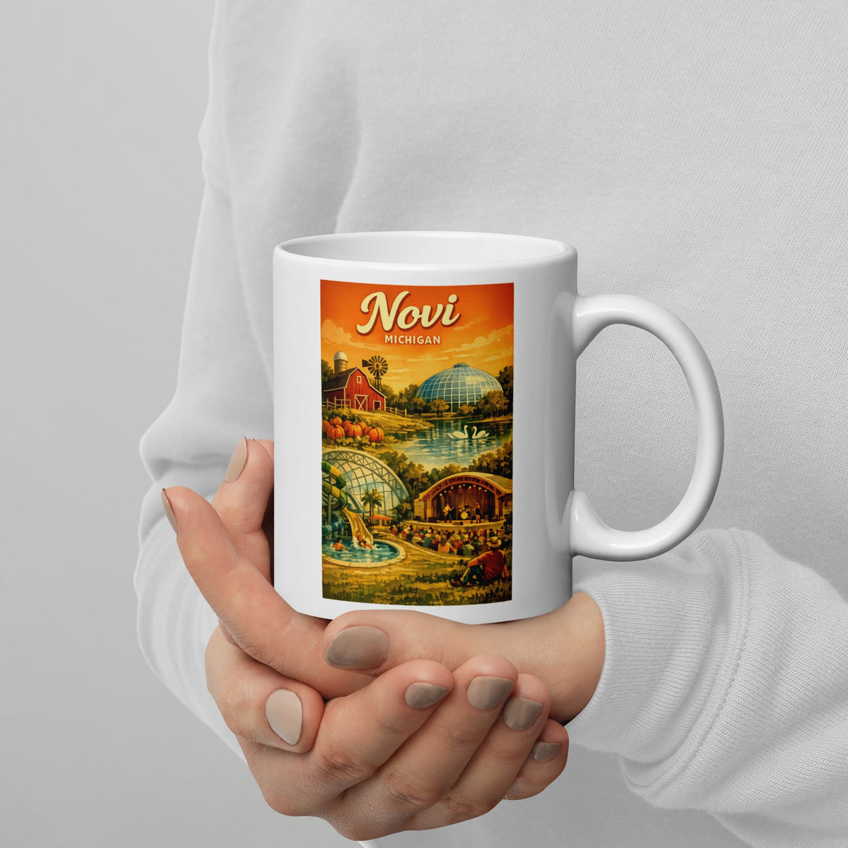 Novi Michigan 11 oz White Glossy Mug