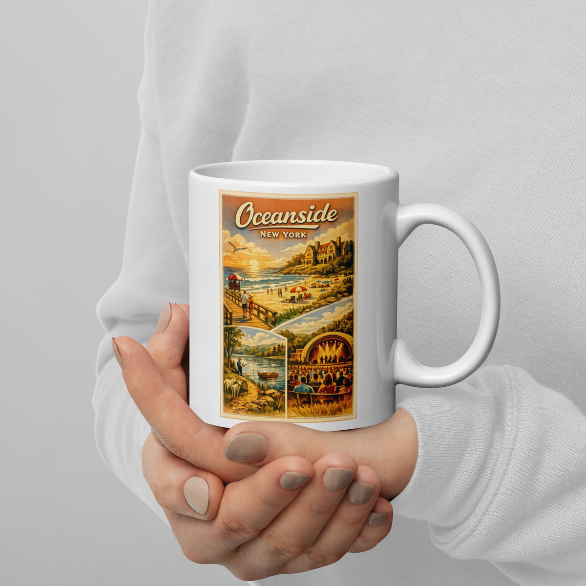 Oceanside New York 11 oz White Glossy Mug