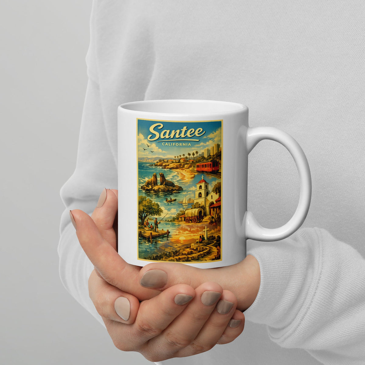 Santee California 11 oz White Glossy Mug