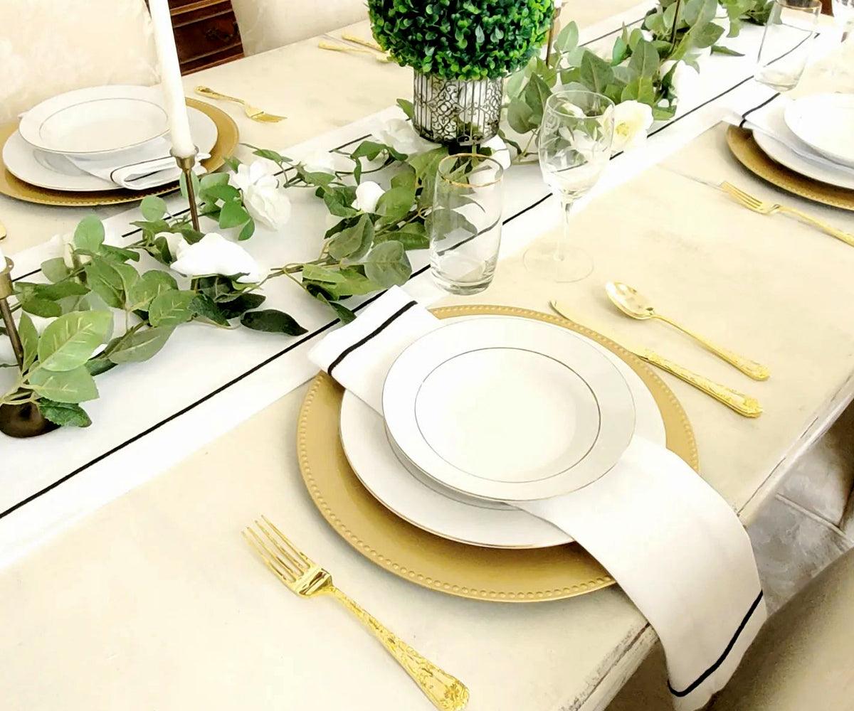 Black Embroidery Napkins - Line Design
