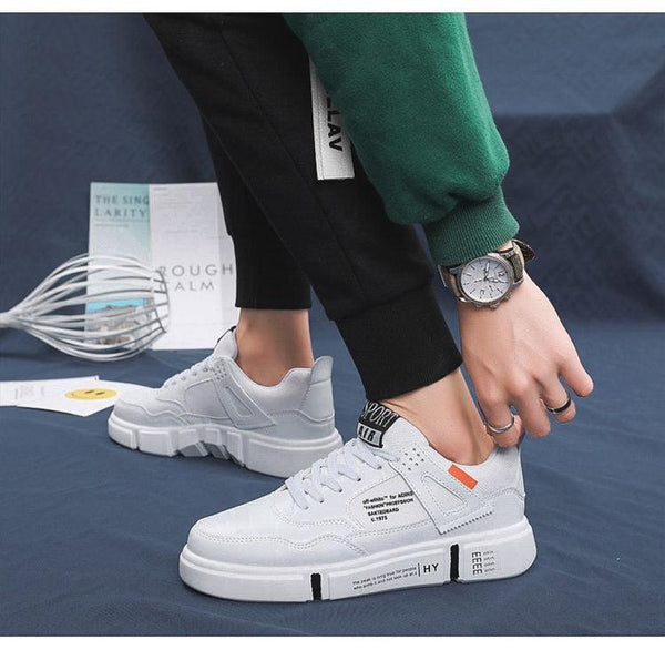 White Leather Sneakers For Men Breathable Casual Walking Sports Running Shoes Outdoor Travel Fitness Sneakers Comfortable Casual Shoes Outdoor Men Sneakers