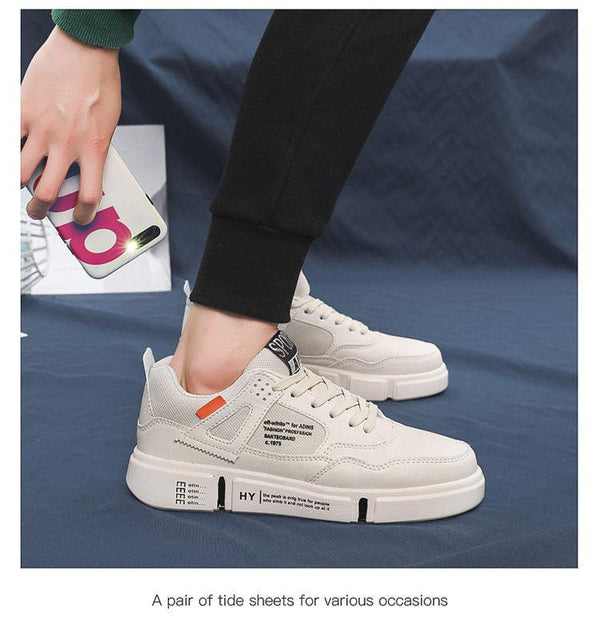 White Leather Sneakers For Men Breathable Casual Walking Sports Running Shoes Outdoor Travel Fitness Sneakers Comfortable Casual Shoes Outdoor Men Sneakers