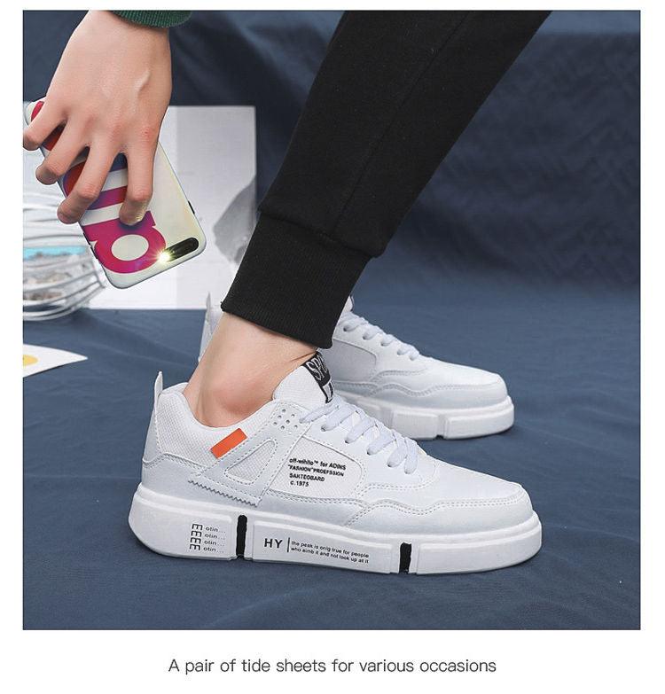 White Leather Sneakers For Men Breathable Casual Walking Sports Running Shoes Outdoor Travel Fitness Sneakers Comfortable Casual Shoes Outdoor Men Sneakers