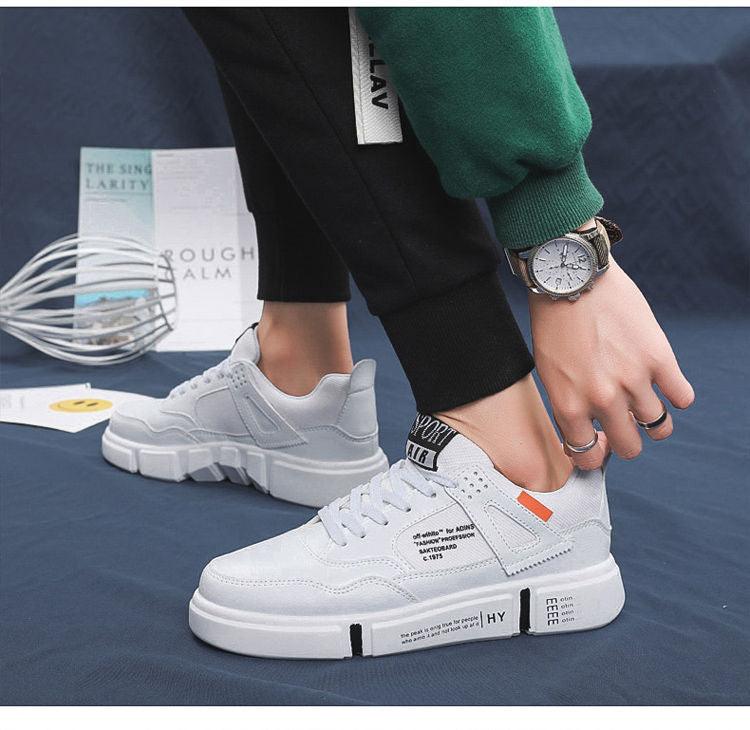 White Leather Sneakers For Men Breathable Casual Walking Sports Running Shoes Outdoor Travel Fitness Sneakers Comfortable Casual Shoes Outdoor Men Sneakers