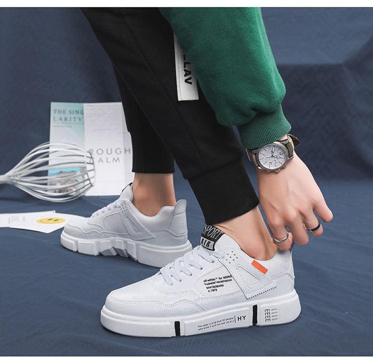 White Leather Sneakers For Men Breathable Casual Walking Sports Running Shoes Outdoor Travel Fitness Sneakers Comfortable Casual Shoes Outdoor Men Sneakers