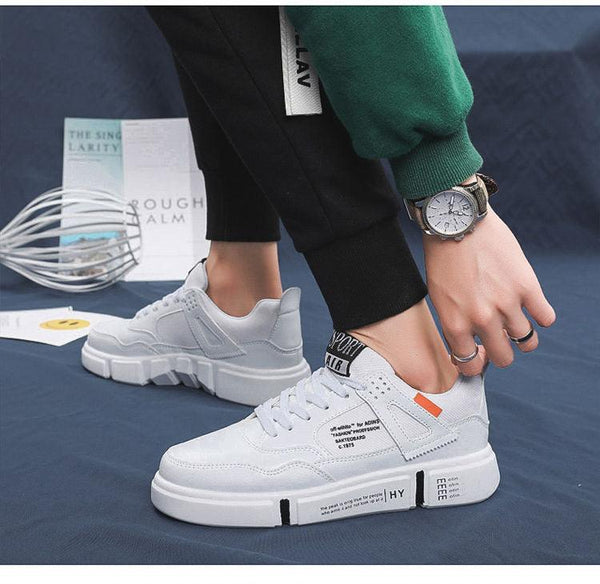 White Leather Sneakers For Men Breathable Casual Walking Sports Running Shoes Outdoor Travel Fitness Sneakers Comfortable Casual Shoes Outdoor Men Sneakers