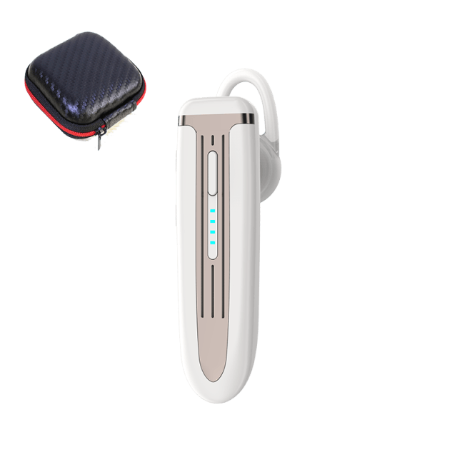 White Lightweight Ear Hanging Wireless Headset Long Standby Single Ear-hook Hands-free Design Anti-noise Earphone Improved Comfort Long Wireless Range Bluetooth Single-Ear Connect To Your Cell Phone Quality Battery 300mAh