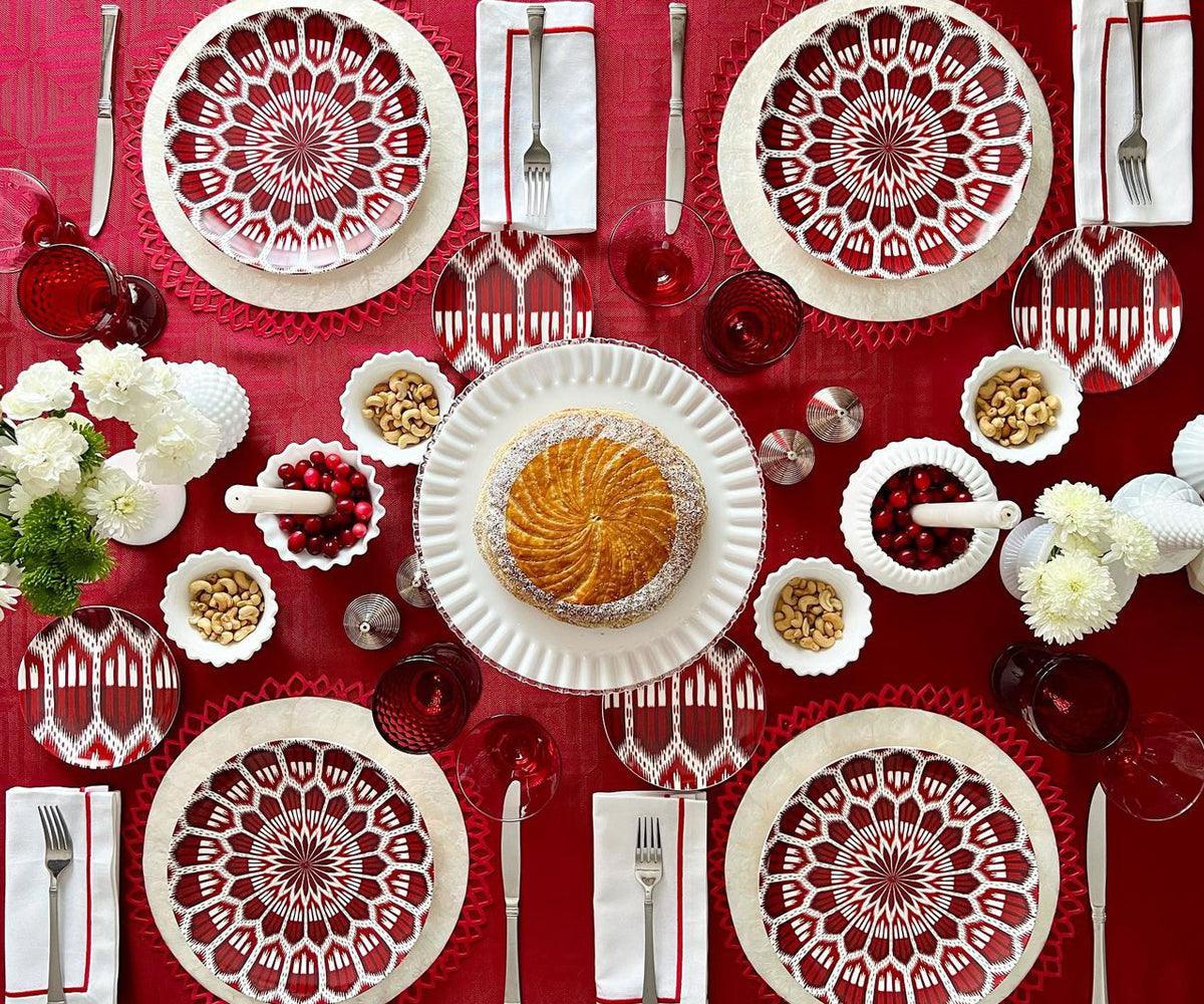Red Embroidery Napkins- Line Design