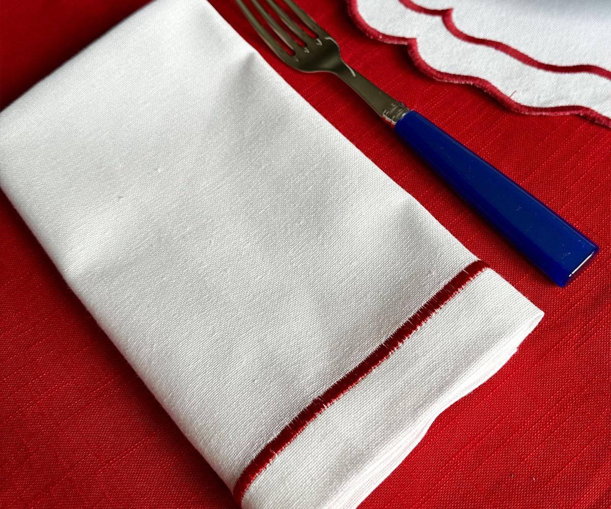 Red Embroidery Napkins- Line Design