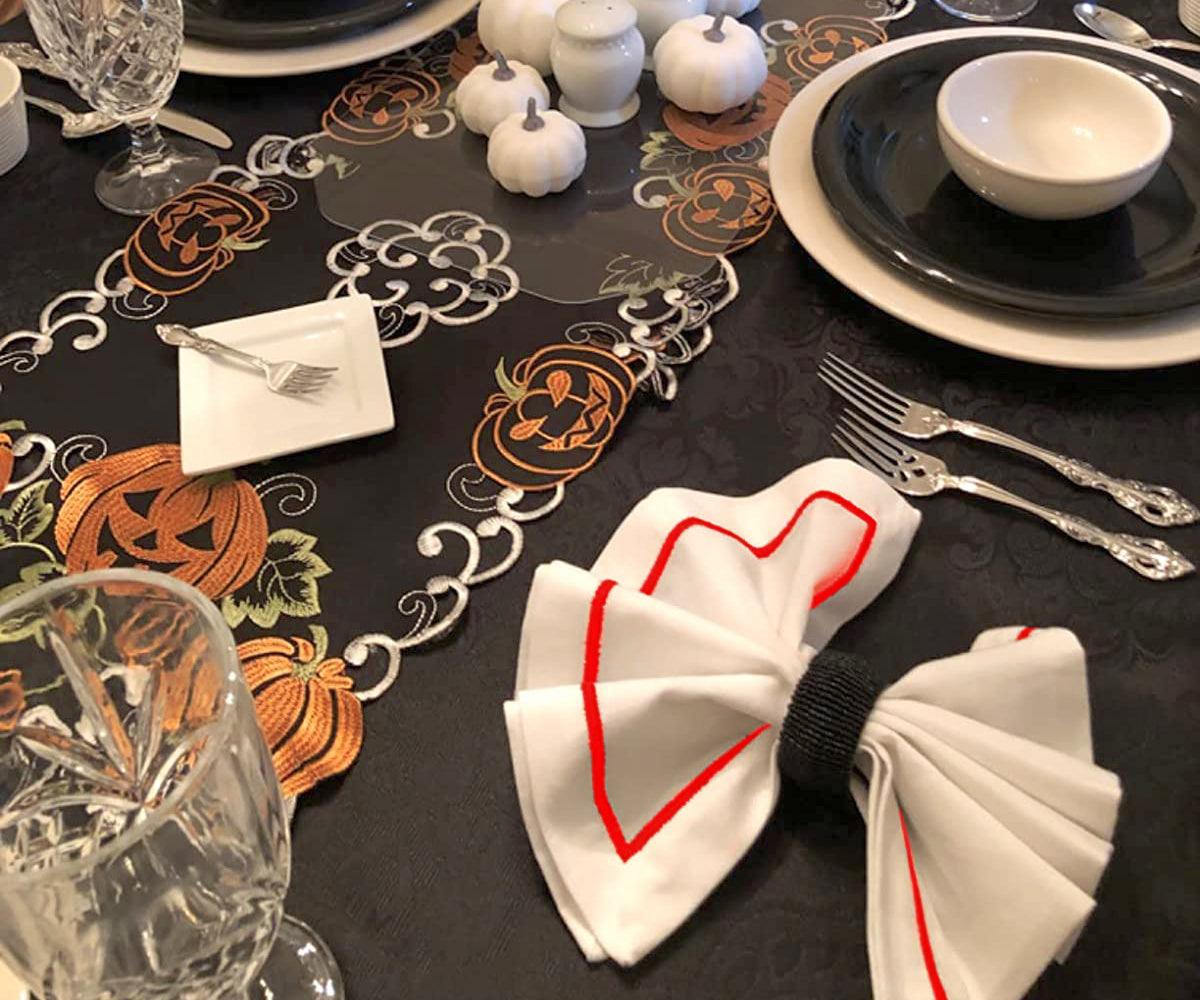 Red Embroidery Napkins- Line Design