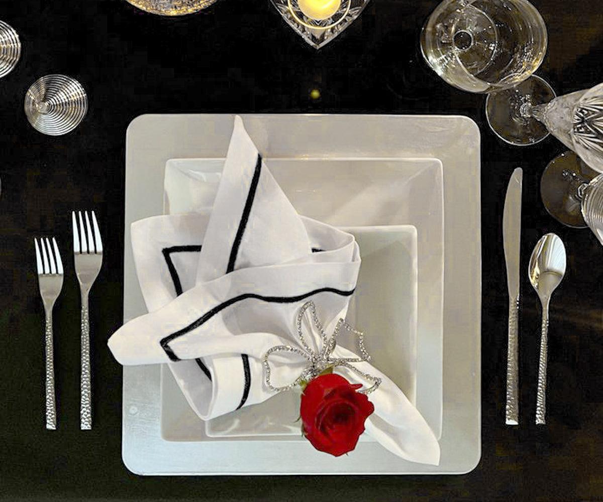 Black Embroidery Napkins - Line Design