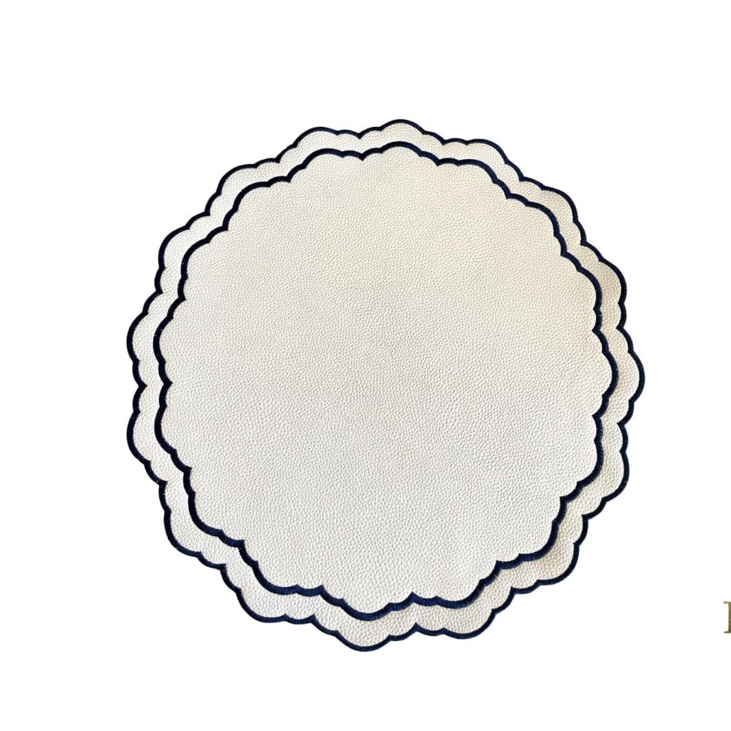 SPRING TABLE DECOR – SCARLET WHITE & NAVY BLUE FAUX LEATHER PLACEMAT