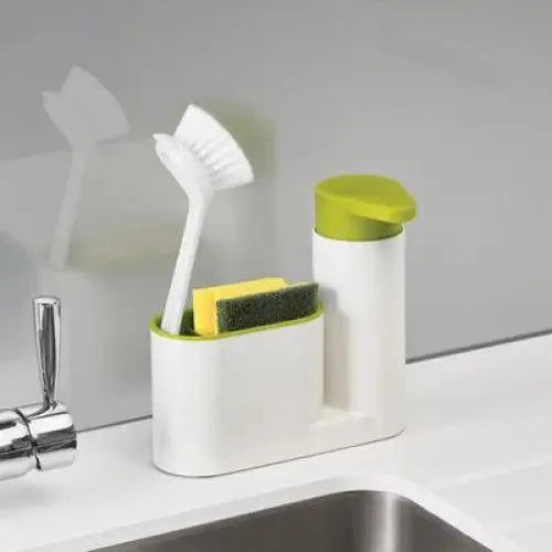 White Smart Kitchen Soap Dispenser Bathroom Accessories Liquid Soap Dispenser Simple Storage Box With Tank 3 IN 1 Cleaning Sponge Brush Holder Soap Pump Kitchen Gadgets