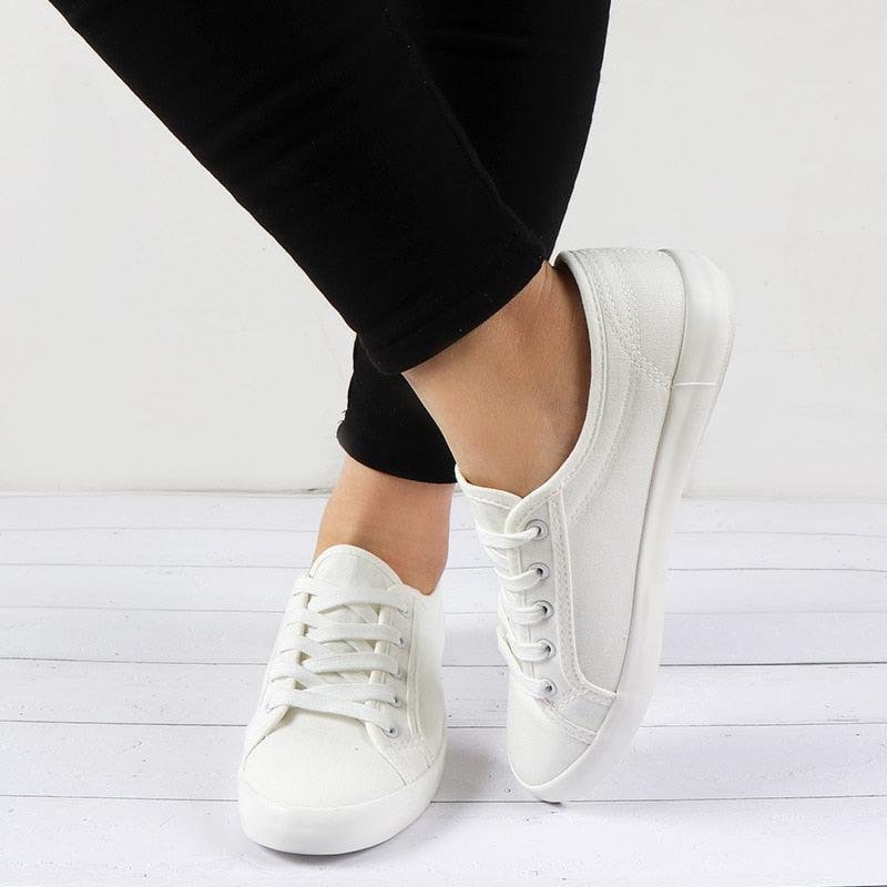 White Summer Womens Sneakers Trainers White Leather Canvas Shoes Tenis Classic Casual Cotton Slip On Canvas Comfortable Walking Flats Sneakers