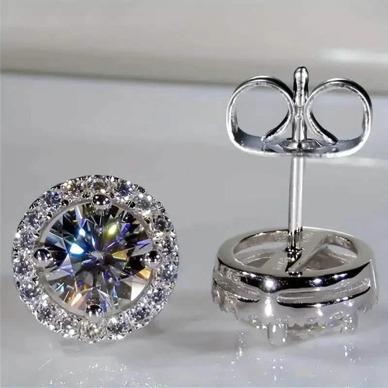 White Zirconia Round Stud Earrings