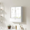 Double Door Wall-Mounted Bathroom Mirrored Medicine Cabinet-White - White