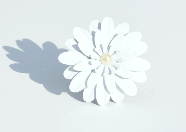 Vibhsa White Floral Napkin Rings | Set of 12, Pearl Accents, Handcrafted